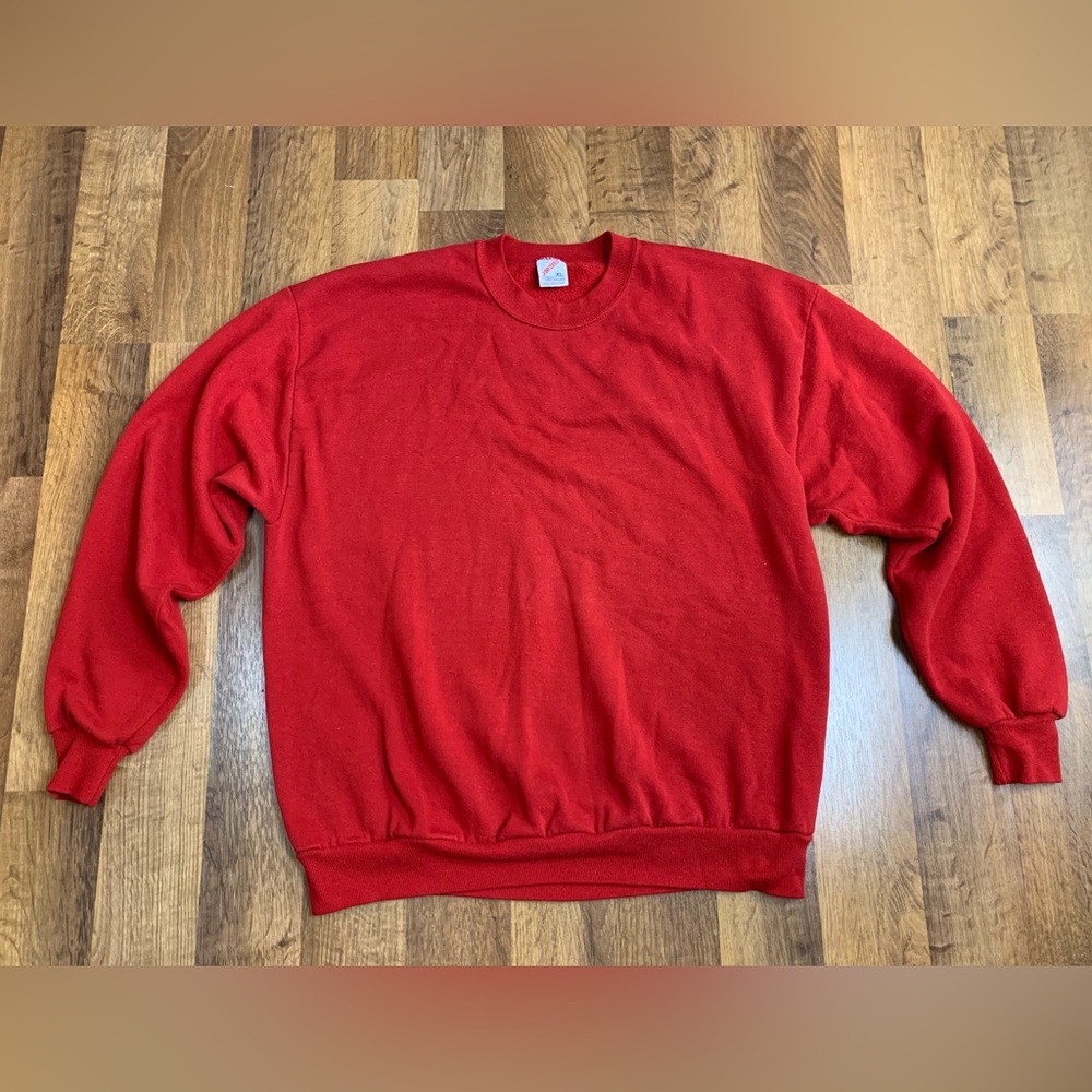 Vtg Jerzees Mens XL Crewneck Sweatshirt classic Red Plain